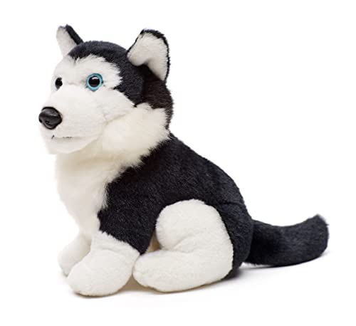 Uni-Toys - Husky schwarz, sitzend - 16 cm (Höhe) - Plüsch-Hund - Plüschtier, Kuscheltier von Uni-Toys