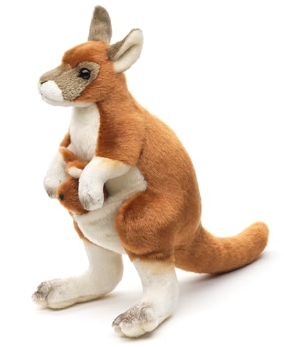 Uni-Toys - Känguru mit Baby (angenäht), stehend - 23 cm (Höhe) - Plüschtier, Kuscheltier von Uni-Toys