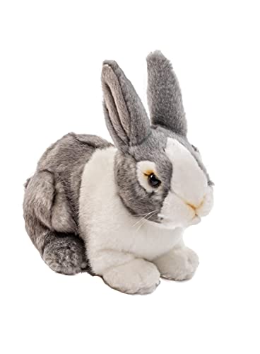 Uni-Toys – Kaninchen grau-weiß, sitzend - 20 cm (Länge) - Plüsch-Hase - Plüschtier, Kuscheltier von Uni-Toys