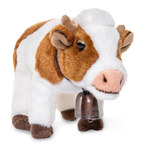 Uni-Toys - Kuh weiß-braun, stehend - Mit Glocke - 27 cm (Länge) - Plüsch-Rind - Plüschtier, Kuscheltier von Uni-Toys