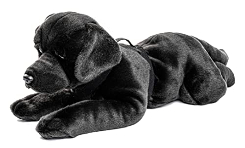 Uni-Toys - Labrador schwarz, liegend (mit Geschirr) - 60 cm (Länge) - Plüsch-Hund, Haustier - Plüschtier, Kuscheltier von Uni-Toys