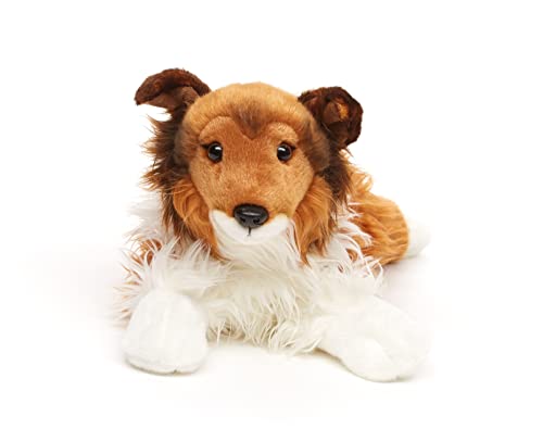 Uni-Toys - Langhaarcollie, liegend - Gesicht braun - 41 cm (Länge) - Plüsch-Hund, Collie, Haustier - Plüschtier, Kuscheltier von Uni-Toys