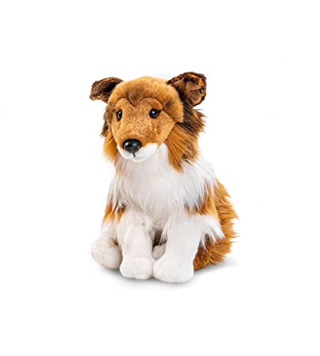Uni-Toys - Langhaarcollie, sitzend - Gesicht braun - 27 cm (Höhe) - Plüsch-Hund, Collie, Haustier - Plüschtier, Kuscheltier von Uni-Toys
