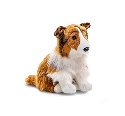 Uni-Toys - Langhaarcollie, sitzend - Gesicht weiß-braun - 27 cm (Höhe) - Plüsch-Hund, Collie, Haustier - Plüschtier, Kuscheltier von Uni-Toys