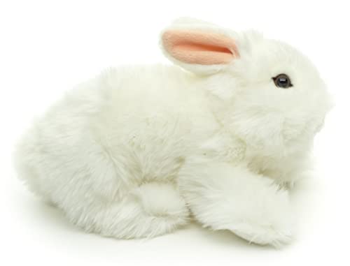 Uni-Toys - Löwenkopf-Kaninchen mit aufgestellten Ohren - liegend - weiß - 23 cm (Länge) - Plüsch-Hase - Plüschtier, Kuscheltier von Uni-Toys