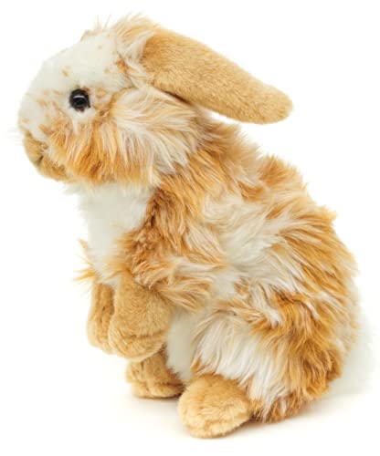 Uni-Toys - Löwenkopf-Kaninchen mit hängenden Ohren - stehend - Gold-weiß gescheckt - 23 cm (Höhe) - Plüsch-Hase - Plüschtier, Kuscheltier von Uni-Toys