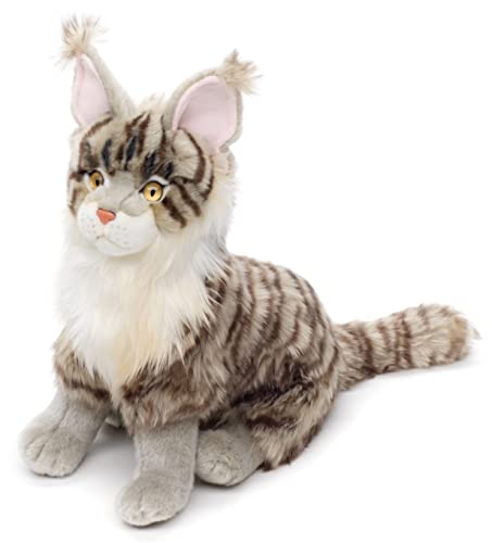 Uni-Toys - Maine-Coon-Katze, sitzend (grau) - 30 cm (Höhe) - Plüsch-Katze - Plüschtier, Kuscheltier von Uni-Toys