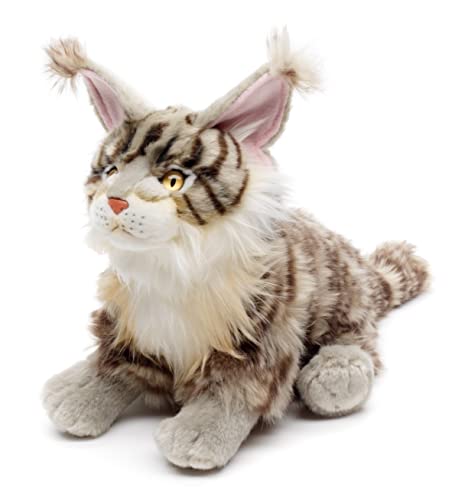 Uni-Toys - Maine-Coon-Katze, sitzend (grau) - 27 cm (Höhe) - Plüsch-Katze - Plüschtier, Kuscheltier von Uni-Toys