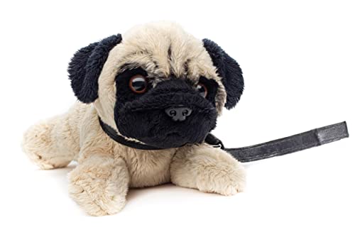 Uni-Toys - Mops Plushie (mit Leine) - 21 cm (Länge) - Plüsch-Hund, Haustier - Plüschtier, Kuscheltier von Uni-Toys