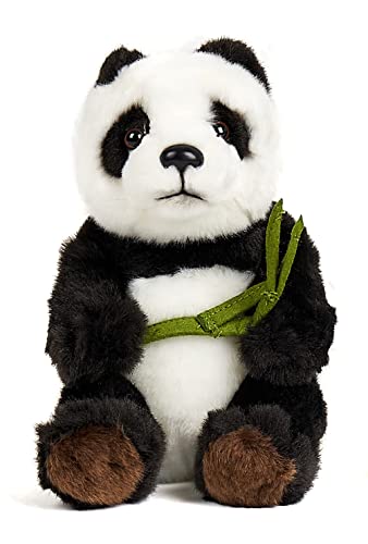 Uni-Toys - Pandabär mit Blatt, sitzend - 17 cm (Höhe) - Plüsch-Bär, Panda - Plüschtier, Kuscheltier von Uni-Toys