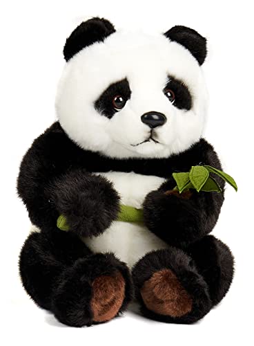 Uni-Toys - Pandabär mit Blatt, sitzend - 30 cm (Höhe) - Plüsch-Bär, Panda - Plüschtier, Kuscheltier von Uni-Toys