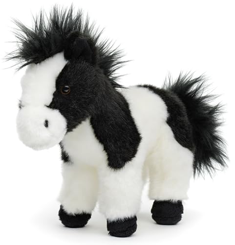 Uni-Toys - Pferd schwarz-weiß, stehend - 19 cm (Höhe) - Plüsch-Pferd - Plüschtier, Kuscheltier von Uni-Toys