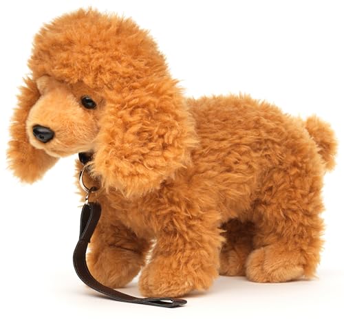 Uni-Toys - Pudel (Hellbraun), stehend (mit Leine) - 30 cm (Länge) - Plüsch-Hund - Plüschtier, Kuscheltier von Uni-Toys