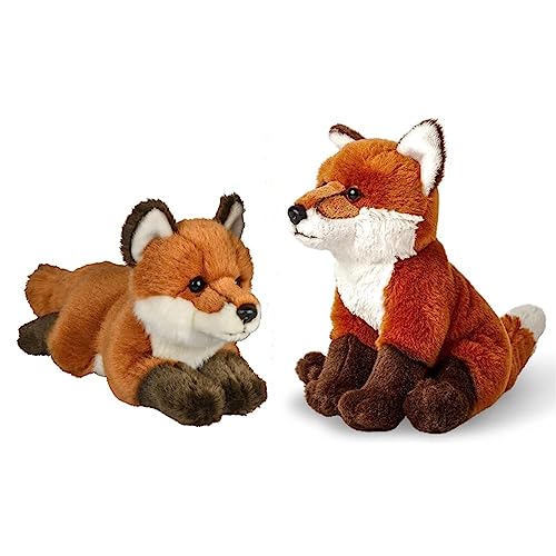 Uni-Toys - Rotfuchs, liegend- 24 cm Länge - Plüsch-Fuchs, Waldtier - Plüschtier, Kuscheltier & - Rotfuchs, sitzend - 21 cm Höhe - Plüsch-Fuchs - Plüschtier, Kuscheltier von Uni-Toys