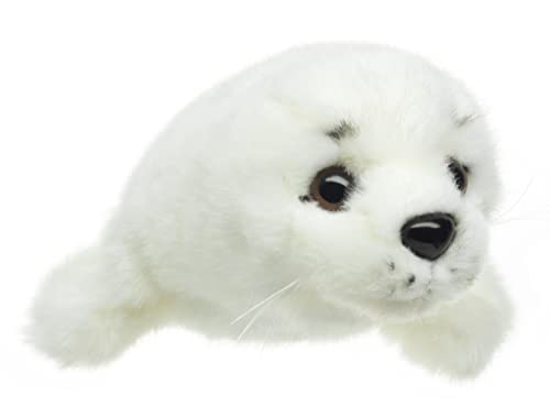 Uni-Toys - Sattelrobben-Baby weiß - 21 cm (Länge) - Plüsch-Robbe, Seehund - Plüschtier, Kuscheltier von Uni-Toys