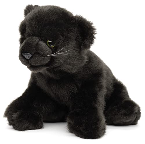 Uni-Toys - Schwarzer Panther Baby, sitzend - 25 cm (Länge) - Plüsch-Wildtier - Plüschtier, Kuscheltier von Uni-Toys