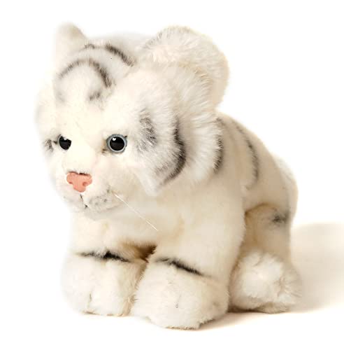 Uni-Toys - Weißer Tiger Baby, sitzend - 19 cm (Höhe) - Plüsch-Wildtier - Plüschtier, Kuscheltier von Uni-Toys