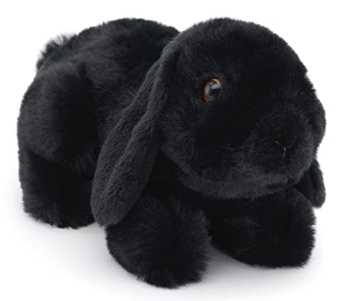 Uni-Toys - Widderkaninchen schwarz, liegend - 20 cm (Länge) - Plüsch-Hase, Kaninchen - Plüschtier, Kuscheltier von Uni-Toys