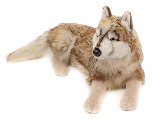 Uni-Toys - Wolf, liegend - 100 cm (Länge) - Plüsch-Wolf, Lupus - Plüschtier, Kuscheltier von Uni-Toys