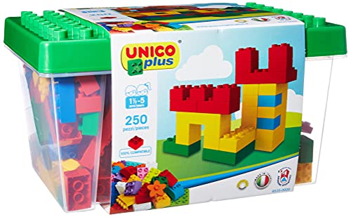 Unico Plus 8525 – Box mit Bausteinen, 18 Monate - 5 Anni (250 Teile) von Unico
