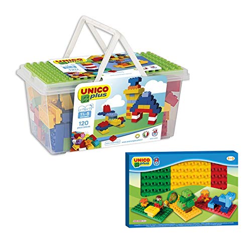 Unico Plus 8502 Box 120 TLG Bausteine + 3 Bodenplatten gratis von Unico
