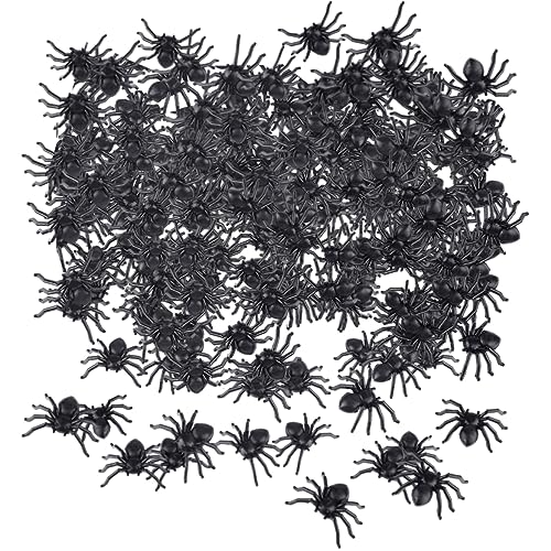 Unicoco 300pcs Mini Fake Spider, Plastikrealistische Spinnen, Plastik -Schwarzspinnenspielzeug, Halloween -Spinnenspielzeugstreich, Plastikinsektenspielzeug für Halloween von Unicoco