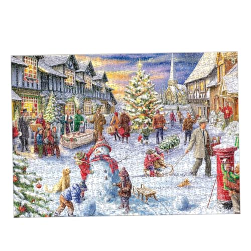 Unicoco Weihnachts -Puzzles, Weihnachts -Winter -Schnee -Szene Rätsel, Holzprozessaw -Rätsel, Puzzle für pädagogische Geschenke Wohnkultur von Unicoco