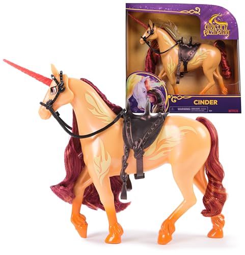 Unicorn Academy Einhorn Cinder – ca. 28 cm großes Einhorn von Valentina zur beliebten Netflix-Serie, 2 Reitzubehörteilen und abnehmbarem Zaumzeug für realistisches Rollenspiel, ab 4 Jahren Unicorn Academy Einhorn Cinder – ca. 28 cm großes Einhorn von Valentina zur beliebten Netflix-Serie, 2 Reitzubehörteilen und abnehmbarem Zaumzeug für realistisches Rollenspiel, ab 4 Jahren von Unicorn Academy