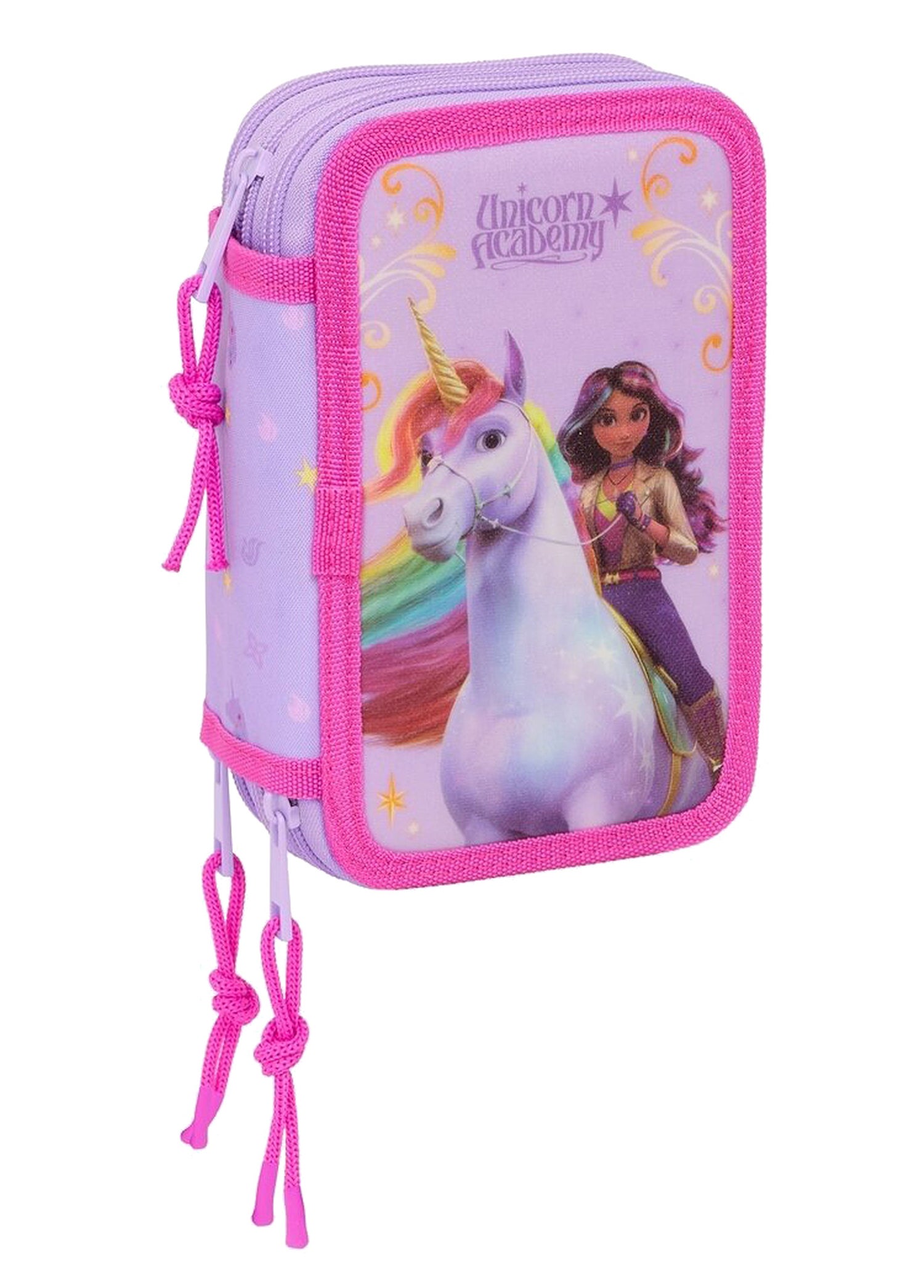 Unicorn Academy Dreifach-Federmäppchen, Lila von Unicorn Academy
