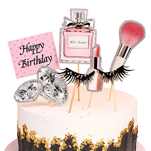 Unimall 28 Stück Glitter Makeup Cupcake Toppers - Kosmetik Picks Mit Wimpern, Diomand, Parfüm für Salon, Mädchen 18. Geburtstag, Bachelorette Party - Kuchen Dekoration Unimall 28 Stück Glitter Makeup Cupcake Toppers - Kosmetik Picks Mit Wimpern, Diomand, Parfüm für Salon, Mädchen 18. Geburtstag, Bachelorette Party - Kuchen Dekoration von Unimall Global