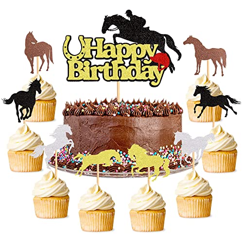 Unimall Global 25 Stück Race Horse Cupcake Topper Reiter Kuchen Picks Pferde Dekor Für Geburtstagsfeier Party Pferd Thema Abendessen Essen Dekoration Zubehör, Polychromatisch von Unimall Global
