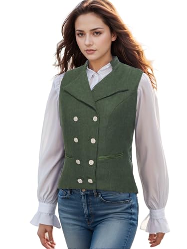 UniqKaliber Anzugweste mit V-Ausschnitt für Damen, Tweed, Arbeitskleidung, schmale Passform, Büro, zweireihig, Business-Revers, elegante Weste UniqKaliber Anzugweste mit V-Ausschnitt für Damen, Tweed, Arbeitskleidung, schmale Passform, Büro, zweireihig, Business-Revers, elegante Weste von UniqKaliber