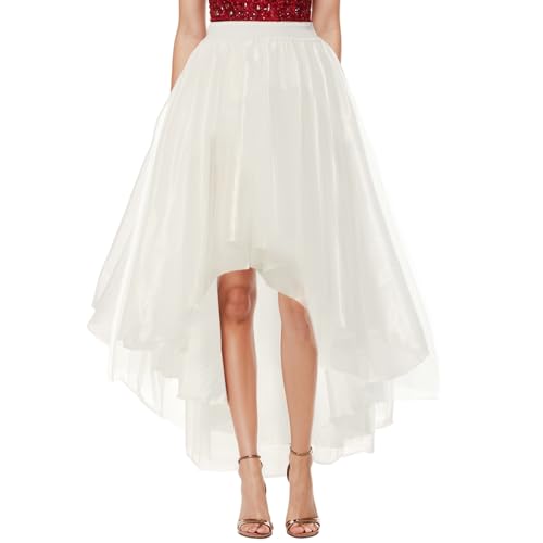 UniqKaliber Asymmetrischer Tüllrock, für Hochzeit, Party, Abschlussball, Cocktail, Netzstoff, langer Tüllrock für Partys, weiß, XS-L UniqKaliber Asymmetrischer Tüllrock, für Hochzeit, Party, Abschlussball, Cocktail, Netzstoff, langer Tüllrock für Partys, weiß, XS-L von UniqKaliber