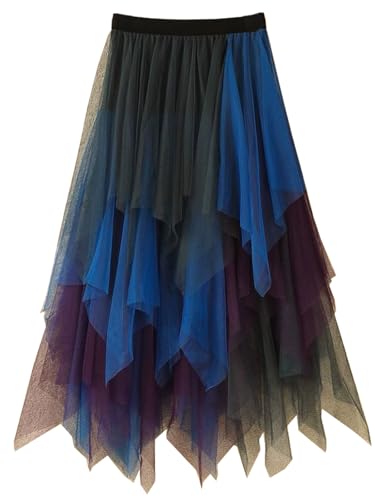 UniqKaliber Asymmetrischer Tüllrock für Damen, elastische Taille, Tutu, mehrlagig, Midi-Länge, Röcke für Kostümparty UniqKaliber Asymmetrischer Tüllrock für Damen, elastische Taille, Tutu, mehrlagig, Midi-Länge, Röcke für Kostümparty von UniqKaliber