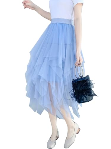 UniqKaliber Asymmetrischer Tüllrock für Damen, elastische Taille, Tutu, mehrlagig, Midi-Länge, Röcke für Kostümparty UniqKaliber Asymmetrischer Tüllrock für Damen, elastische Taille, Tutu, mehrlagig, Midi-Länge, Röcke für Kostümparty von UniqKaliber
