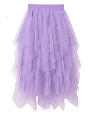 UniqKaliber Asymmetrischer Tüllrock für Damen, elastische Taille, Tutu, mehrlagig, Midi-Länge, Röcke für Kostümparty UniqKaliber Asymmetrischer Tüllrock für Damen, elastische Taille, Tutu, mehrlagig, Midi-Länge, Röcke für Kostümparty von UniqKaliber