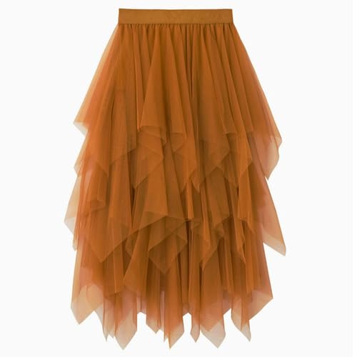 UniqKaliber Asymmetrischer Tüllrock für Damen, elastische Taille, Tutu, mehrlagig, Midi-Länge, Röcke für Kostümparty UniqKaliber Asymmetrischer Tüllrock für Damen, elastische Taille, Tutu, mehrlagig, Midi-Länge, Röcke für Kostümparty von UniqKaliber