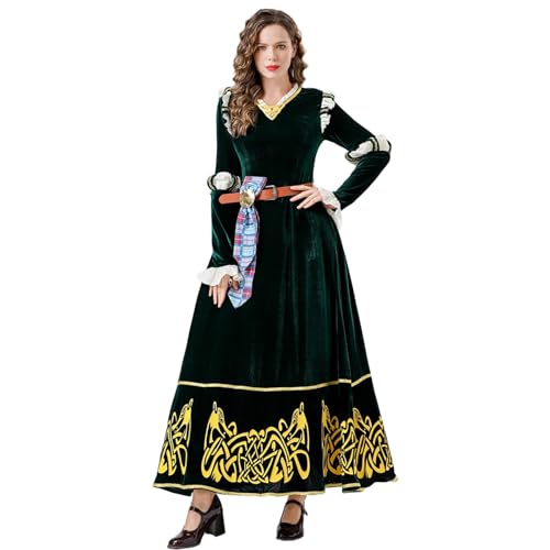 UniqKaliber Brave Prinzessin Kleid für Damen Merida Cosplay Kleid Grün Mittelalter Kostüm Halloween Outfits UniqKaliber Brave Prinzessin Kleid für Damen Merida Cosplay Kleid Grün Mittelalter Kostüm Halloween Outfits von UniqKaliber