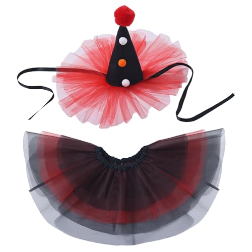 UniqKaliber Clownhals Rüschen Kragen und Hut Narren Kostüm Set Karneval Zubehör Halloween Cosplay von UniqKaliber