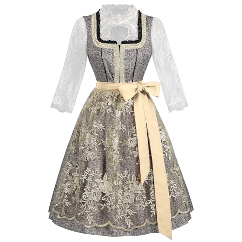 UniqKaliber Damen Deutsches Dirndl Kleid Set Oktoberfest Karneval Kostüm mit Spitzenschürze Deutsches Kleid UniqKaliber Damen Deutsches Dirndl Kleid Set Oktoberfest Karneval Kostüm mit Spitzenschürze Deutsches Kleid von UniqKaliber