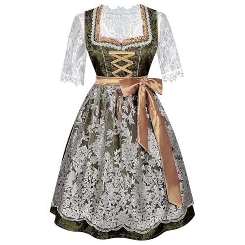 UniqKaliber Damen Deutsches Dirndl Kleid Set Oktoberfest Karneval Kostüm mit Spitzenschürze Deutsches Kleid UniqKaliber Damen Deutsches Dirndl Kleid Set Oktoberfest Karneval Kostüm mit Spitzenschürze Deutsches Kleid von UniqKaliber