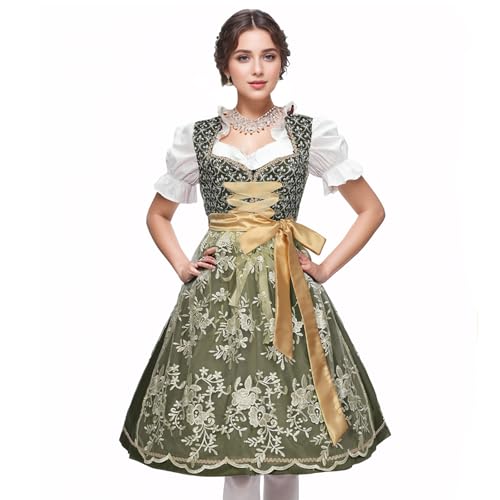 UniqKaliber Damen Deutsches Dirndl Kleid Set Oktoberfest Karneval Kostüm mit Spitzenschürze Deutsches Kleid UniqKaliber Damen Deutsches Dirndl Kleid Set Oktoberfest Karneval Kostüm mit Spitzenschürze Deutsches Kleid von UniqKaliber