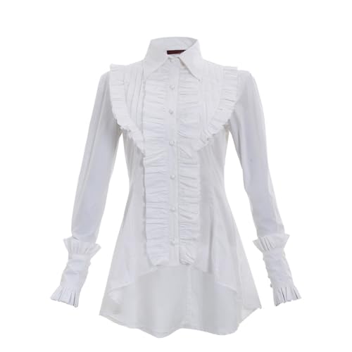 UniqKaliber Damen-Gothic-Bluse, viktorianischer Vintage-Stil, langärmelig, Rüschenkragen, mittelalterliches Oberteil für Kostümparty UniqKaliber Damen-Gothic-Bluse, viktorianischer Vintage-Stil, langärmelig, Rüschenkragen, mittelalterliches Oberteil für Kostümparty von UniqKaliber