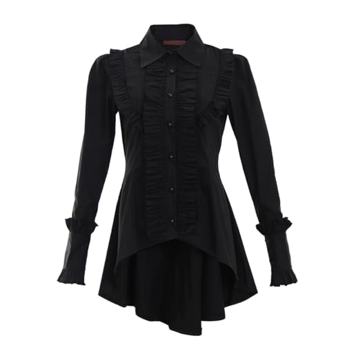 UniqKaliber Damen-Gothic-Bluse, viktorianischer Vintage-Stil, langärmelig, Rüschenkragen, mittelalterliches Oberteil für Kostümparty UniqKaliber Damen-Gothic-Bluse, viktorianischer Vintage-Stil, langärmelig, Rüschenkragen, mittelalterliches Oberteil für Kostümparty von UniqKaliber
