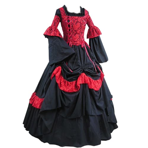 UniqKaliber Damen Gothic Viktorianisches Kleid aus dem 18. Jahrhundert Rokoko Ballkleid Vintage Kolonial Schnürkorsett Kleid für Mottoparty Cosplay UniqKaliber Damen Gothic Viktorianisches Kleid aus dem 18. Jahrhundert Rokoko Ballkleid Vintage Kolonial Schnürkorsett Kleid für Mottoparty Cosplay von UniqKaliber