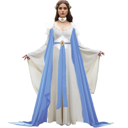 UniqKaliber Damen-Umhang für Elfen, mittelalterlicher Feenumhang in voller Länge, schulterfrei, Capelet, Cosplay-Kostüm von UniqKaliber