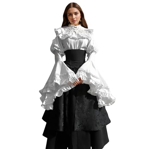UniqKaliber Damen Viktorianisches Kleid Renaissance Rokoko Bluse und Rock Steampunk Ballkleid Gothic Halloween Kostüm UniqKaliber Damen Viktorianisches Kleid Renaissance Rokoko Bluse und Rock Steampunk Ballkleid Gothic Halloween Kostüm von UniqKaliber