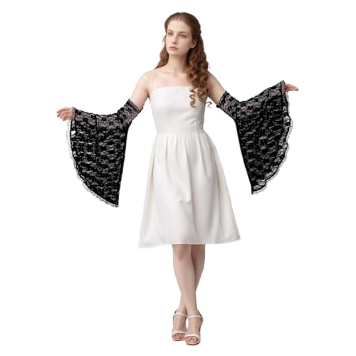 UniqKaliber Gothic-Spitzenärmel, Hexenhandschuhe, viktorianische Spitze, Armärmel, Vampir-Accessoire für Hochzeit, Party, Renaissance-Kostüm von UniqKaliber