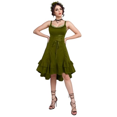 UniqKaliber Gothic Viktorianische Kleider für Damen, Renaissance High Low Kleid Ärmelloses Steampunk Kleid Piraten Kostüm UniqKaliber Gothic Viktorianische Kleider für Damen, Renaissance High Low Kleid Ärmelloses Steampunk Kleid Piraten Kostüm von UniqKaliber