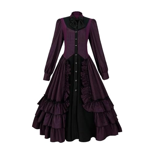 UniqKaliber Gothic Viktorianisches Kleid für Damen, langärmelig, Rüschen, Lolita-Kostüm, Halloween-Party, Vintage-Outfit UniqKaliber Gothic Viktorianisches Kleid für Damen, langärmelig, Rüschen, Lolita-Kostüm, Halloween-Party, Vintage-Outfit von UniqKaliber